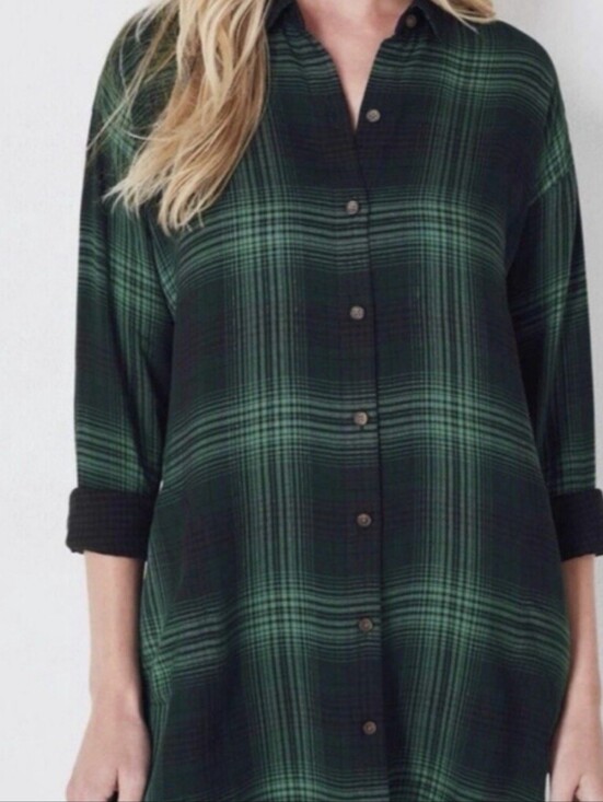 J. Jill Tops - J.jill XLP Green Plaid Button-Front Women’s Shirt Casual Side Pockets Boho Fall